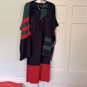 RUGBY Tommy Hilfiger Knit Cape Stripes Arm Holes 32” Length